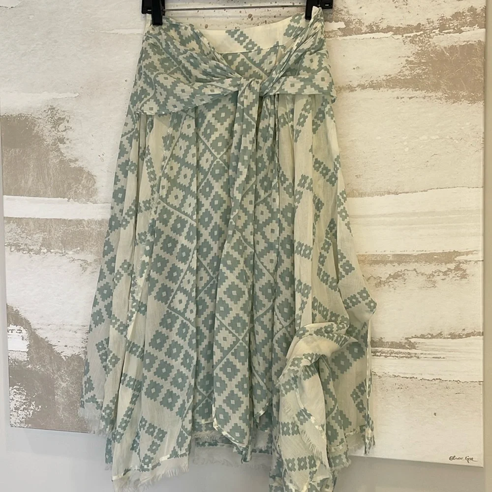 Boho Hippie Light Blue/Cream Festival Skirt